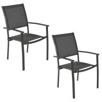 MX Gartensessel Milano 2er Set Stapelsessel Akuminium Textilbespannung Graphit/Grau